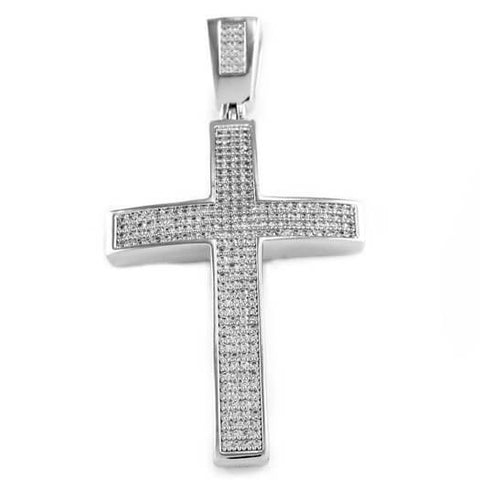 18k White Gold Jesus Cross 1 With Rope Chain