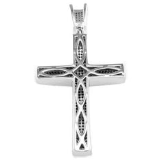 18k White Gold Jesus Cross 1 With Rope Chain
