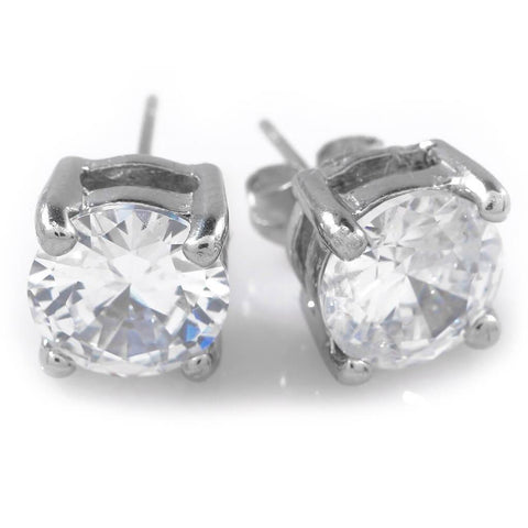 18k White Gold Stainless Steel Round Stud Earrings