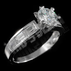 925 Sterling Silver 18k White Gold Emerald Channel Ring