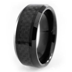 Black Carbon Fiber Inlay Tungsten Carbide Ring