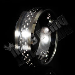 Black Carbon Fiber Inlay Tungsten Carbide Ring