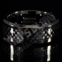 Black Carbon Fiber Inlay Tungsten Carbide Ring