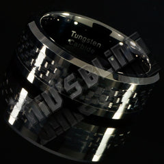 Black Carbon Fiber Inlay Tungsten Carbide Ring