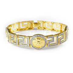 Gold Medusa Head Medallion Greek Bracelet