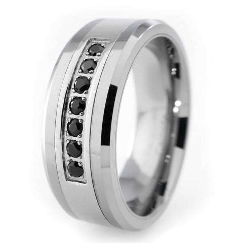 Black Diamond CZ Tungsten Carbide Simulated Ring 8MM