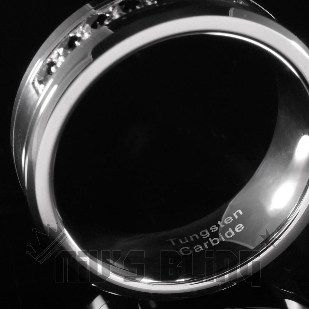 Black Diamond CZ Tungsten Carbide Simulated Ring 8MM