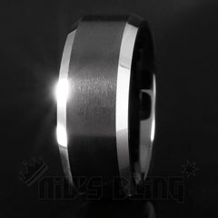 Black Brushed Stripe Tungsten Carbide Ring 8MM
