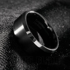 Black Brushed Stripe Tungsten Carbide Ring 8MM