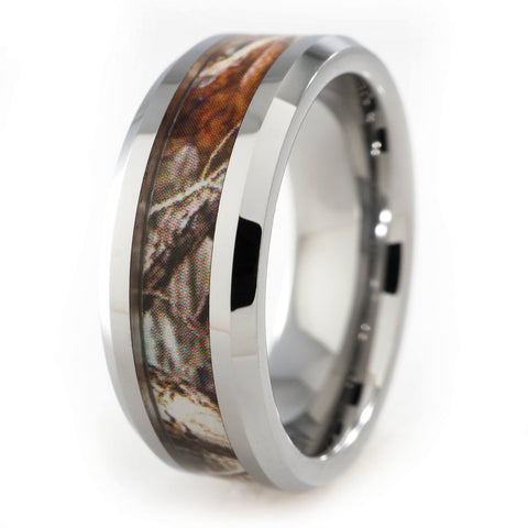 Forest Wood Camouflage Tungsten Carbide Ring 8MM