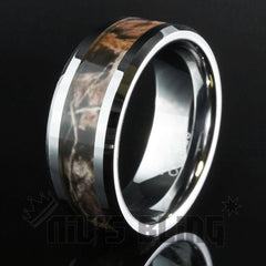 Forest Wood Camouflage Tungsten Carbide Ring 8MM