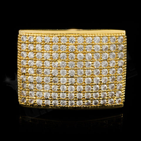 18K Gold 19mm Iced Micropave Ring