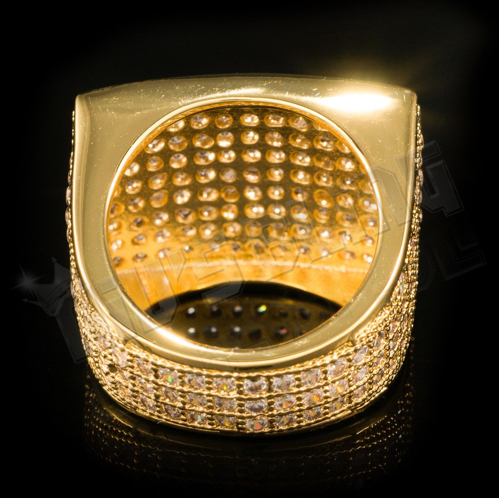 18K Gold 19mm Iced Micropave Ring