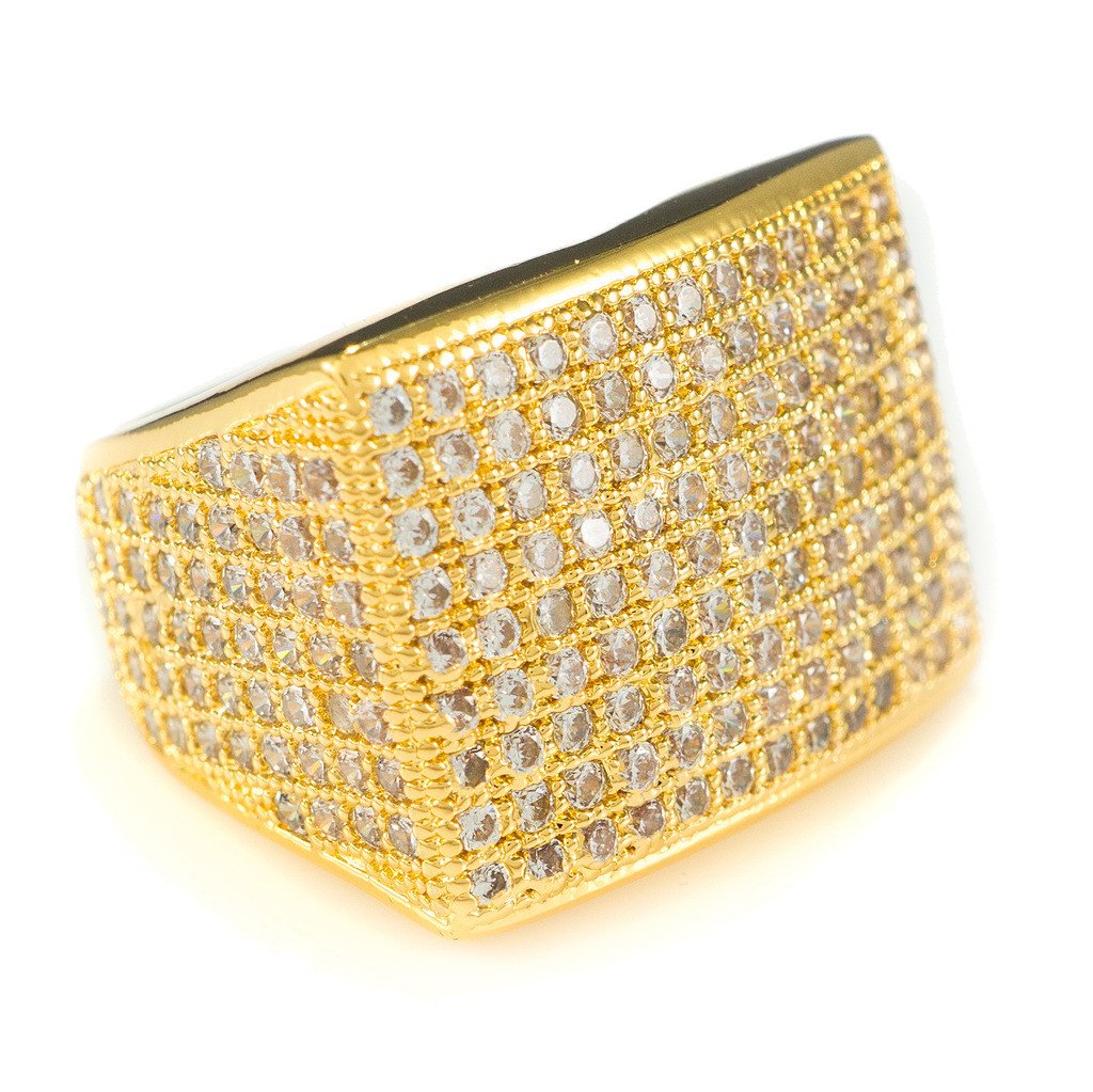 18K Gold 19mm Iced Micropave Ring