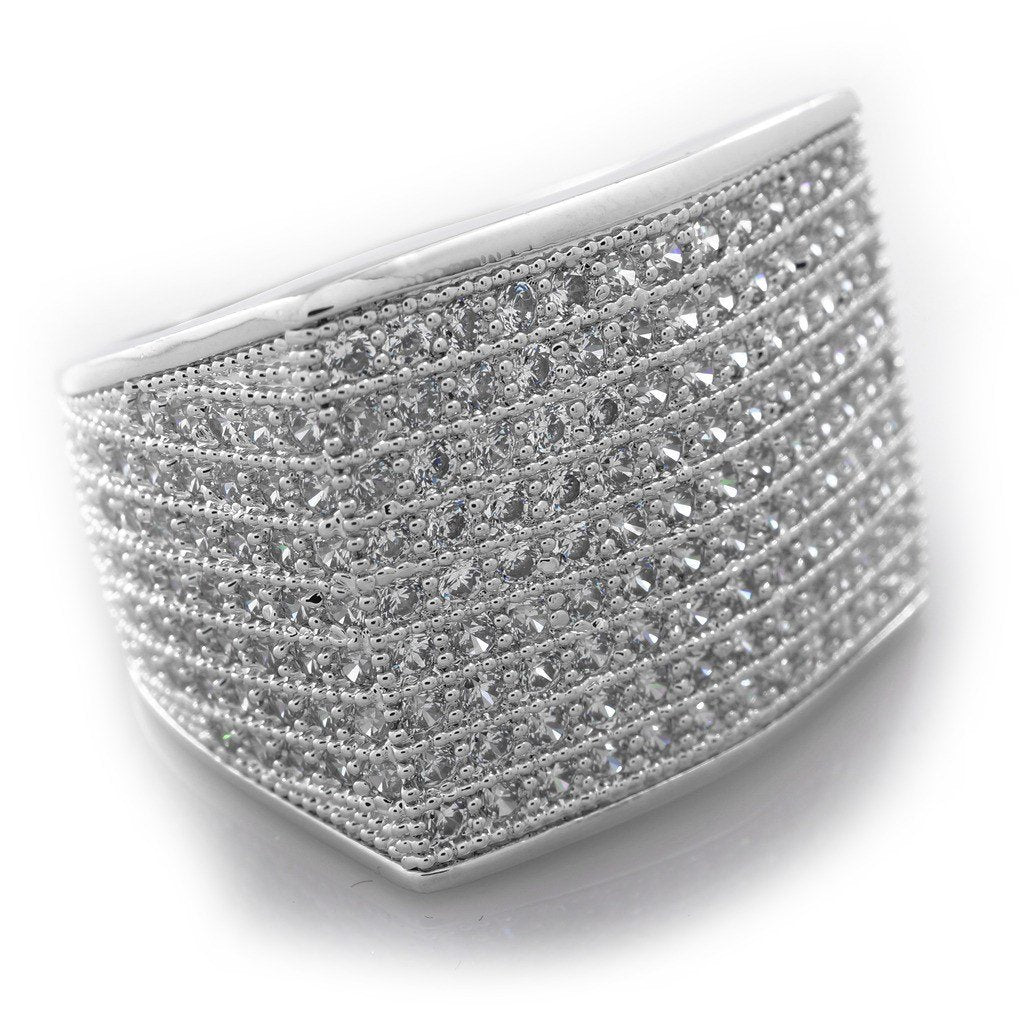18K White Gold 19mm Iced Micropave Ring