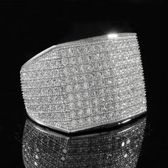 18K White Gold 19mm Iced Micropave Ring