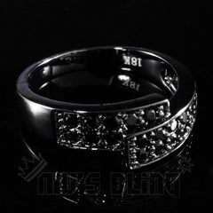 18K Black Gold Iced Engagement Band Pinky Ring