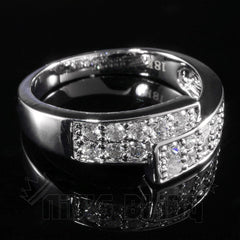 18K White Gold Iced Engagement Band Pinky Ring