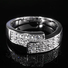 18K White Gold Iced Engagement Band Pinky Ring