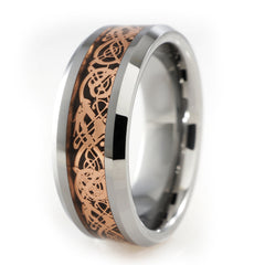 Rose Gold Celtic Dragon Tungsten Carbide Ring 8MM