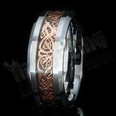 Rose Gold Celtic Dragon Tungsten Carbide Ring 8MM