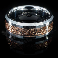 Rose Gold Celtic Dragon Tungsten Carbide Ring 8MM