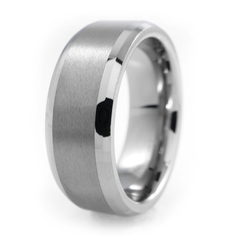 Silver Brushed Tungsten Carbide Ring 8MM