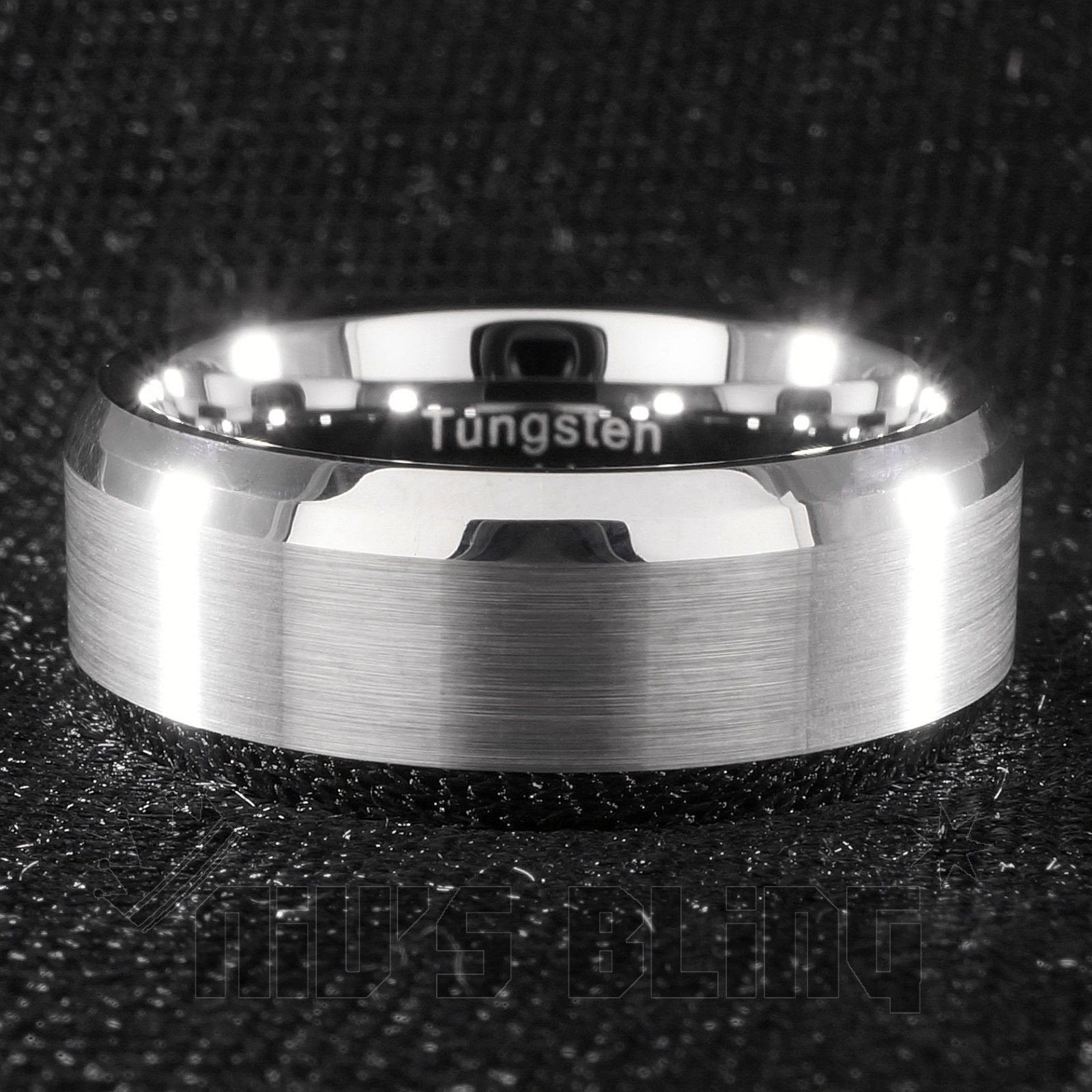Silver Brushed Tungsten Carbide Ring 8MM