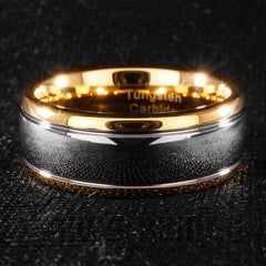 18K Gold Silver Dome Tungsten Carbide Ring 8MM