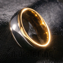 18K Gold Silver Dome Tungsten Carbide Ring 8MM