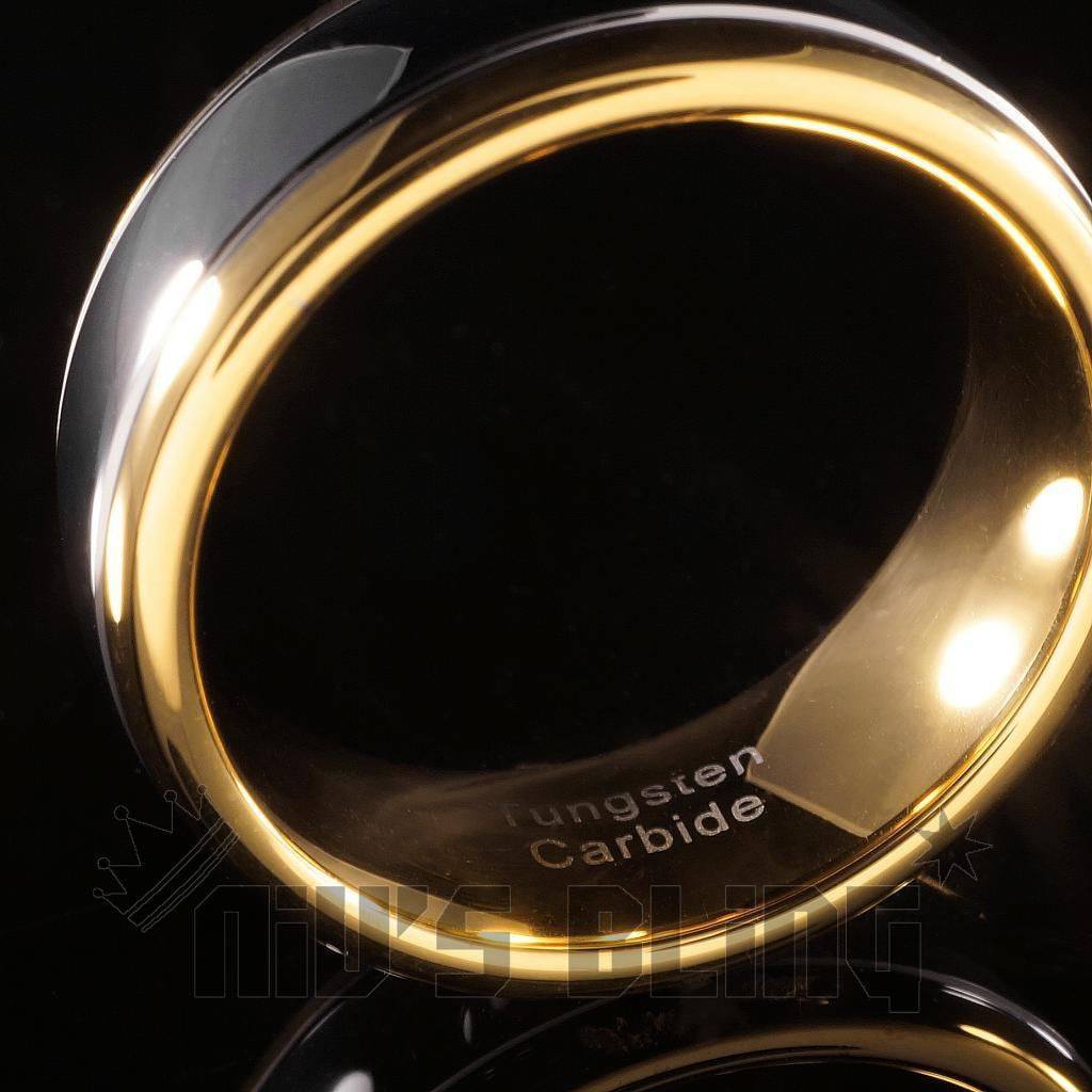 18K Gold Silver Dome Tungsten Carbide Ring 8MM