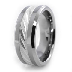 Sterling Silver Inlay Tungsten Carbide Ring 8MM