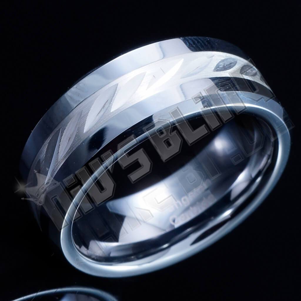 Sterling Silver Inlay Tungsten Carbide Ring 8MM