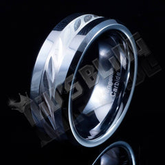 Sterling Silver Inlay Tungsten Carbide Ring 8MM