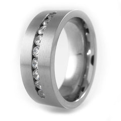 Titanium 9 CZ Stone Ring