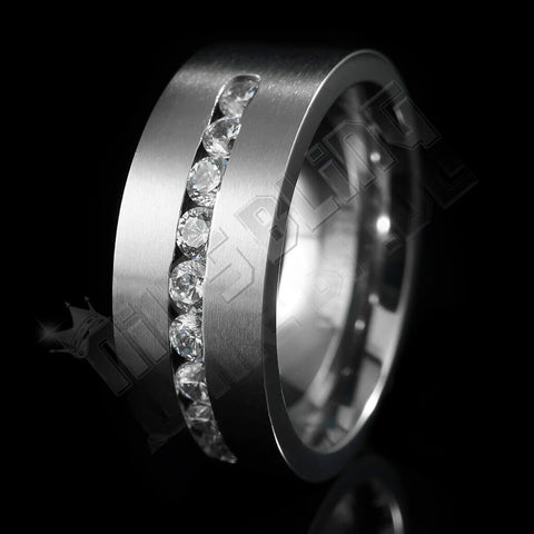 Titanium 9 CZ Stone Ring
