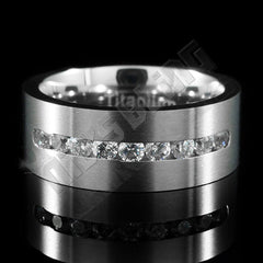Titanium 9 CZ Stone Ring