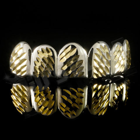 White Gold Diamond Cut 6 Tooth Grillz