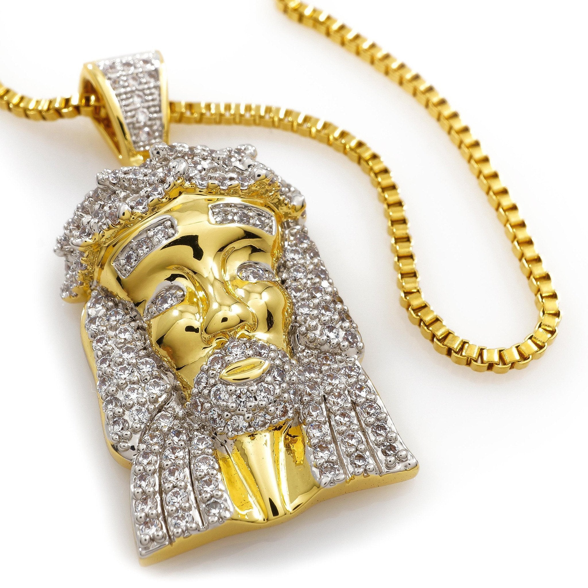 18k Gold Mini Jesus Piece 1z With Box Chain