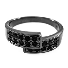 18K Black Gold Iced Engagement Band Pinky Ring