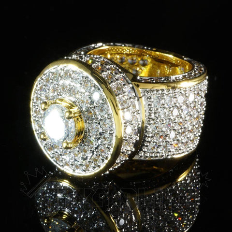 18K Rhodium Gold Iced CZ Micro Pavé Ring